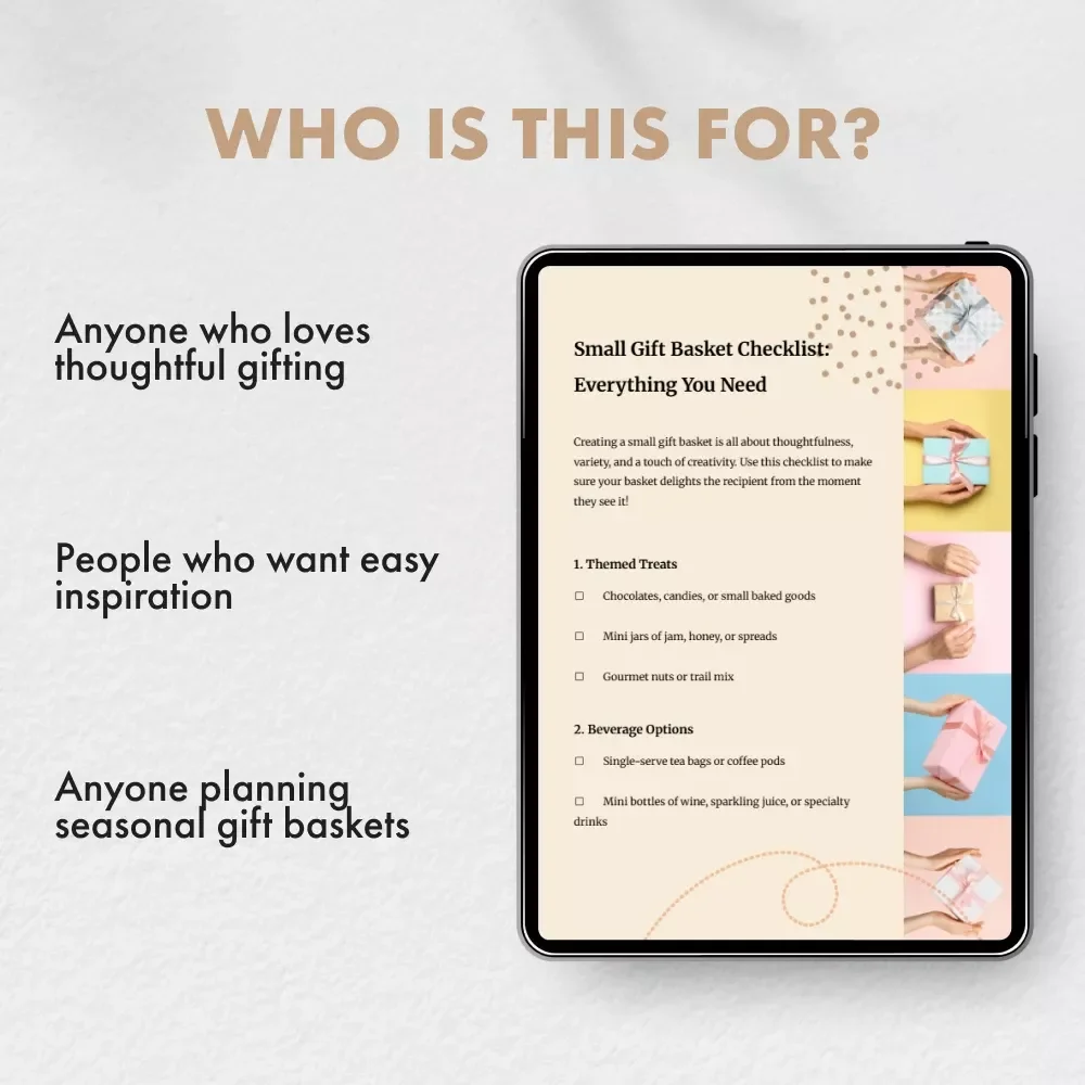 Small Gift Basket Checklist: Everything You Need | Printable Guide for What to Include in a Small Gift Basket | Gift Ideas & Presentation Tips | Instant Digital Download