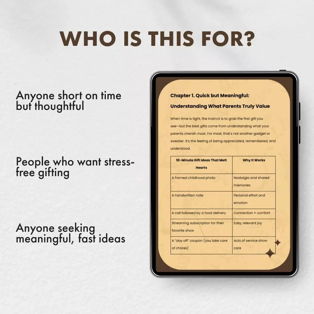 Thoughtful Gifts for Busy Kids | Quick Gift Ideas Guide for Parents | Digital Download eBook for What to Get Parents if You Are Short on Time | Smart, Meaningful & Stress-Free Gifting Made Simple