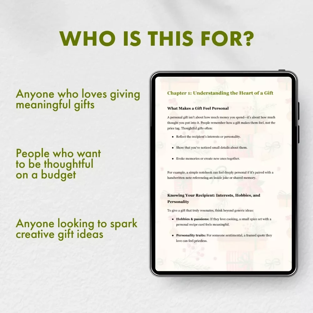 Thoughtful & Thrifty: Creative Gifts That Feel Priceless | eBook Guide for Meaningful, Budget-Friendly Gift Ideas | Tips for Inexpensive Gifts That Feel Personal