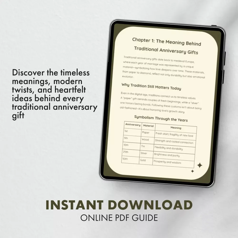 Your Complete Guide to Traditional Anniversary Gifts | Digital eBook | Traditional Wedding Anniversary Gifts Guide for Meaningful Celebrations