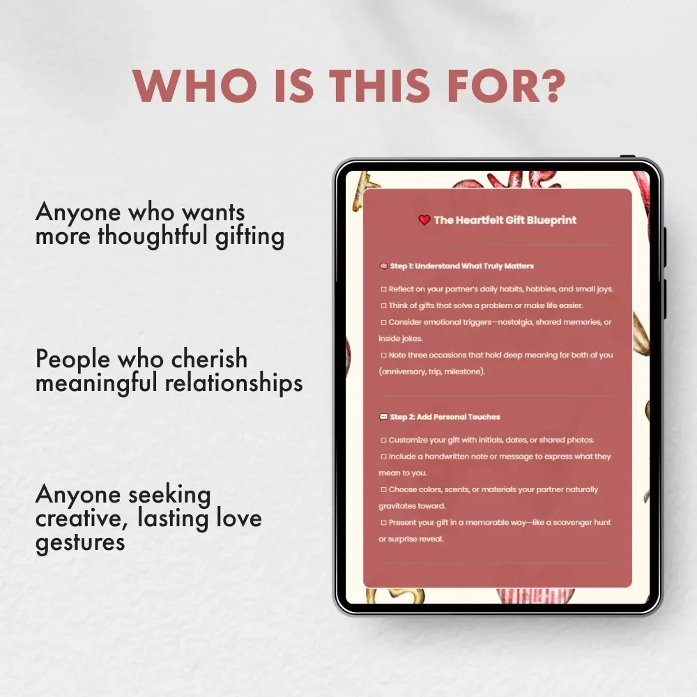 The Heartfelt Gift Blueprint | Meaningful Gift Ideas Checklist for Your Partner | Romantic Digital Download for Couples | Thoughtful & Personalized Gift Planning Guide | Tips for Meaningful Gifts for a Partner