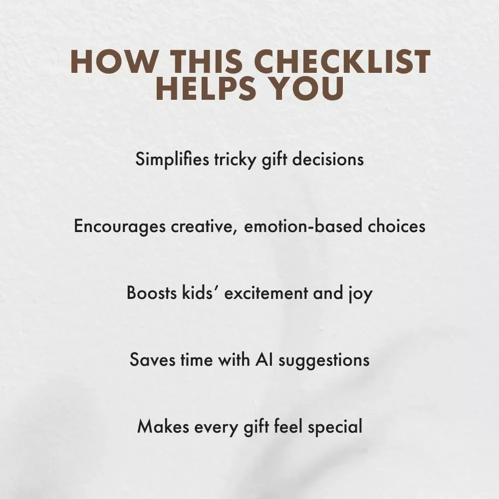 The Art of Gift-Giving for Picky Kids | Printable Checklist for Parents | How to Pick Gifts for Picky Kids | Digital Download Guide