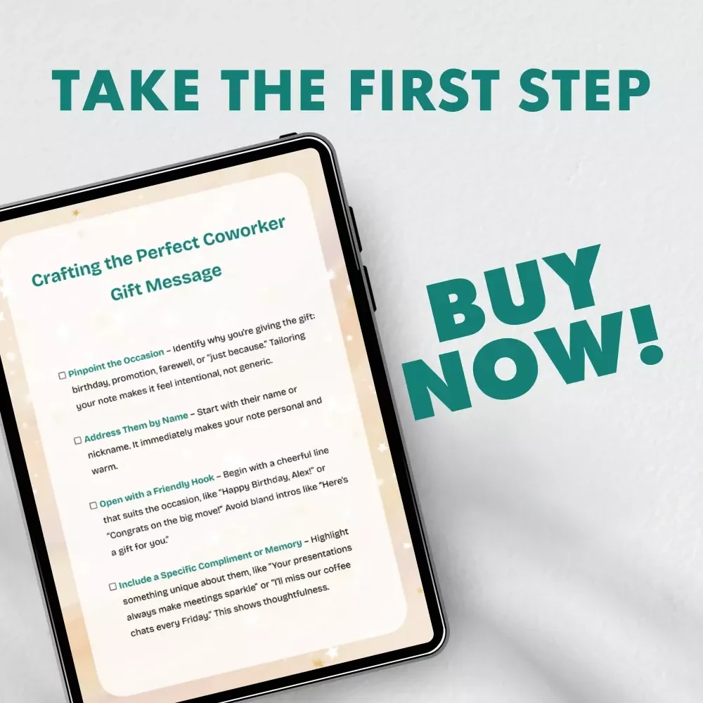 Crafting the Perfect Coworker Gift Message – Printable Checklist for Writing a Short Note for a Coworker Gift | Digital Download Guide for Meaningful Gift Notes