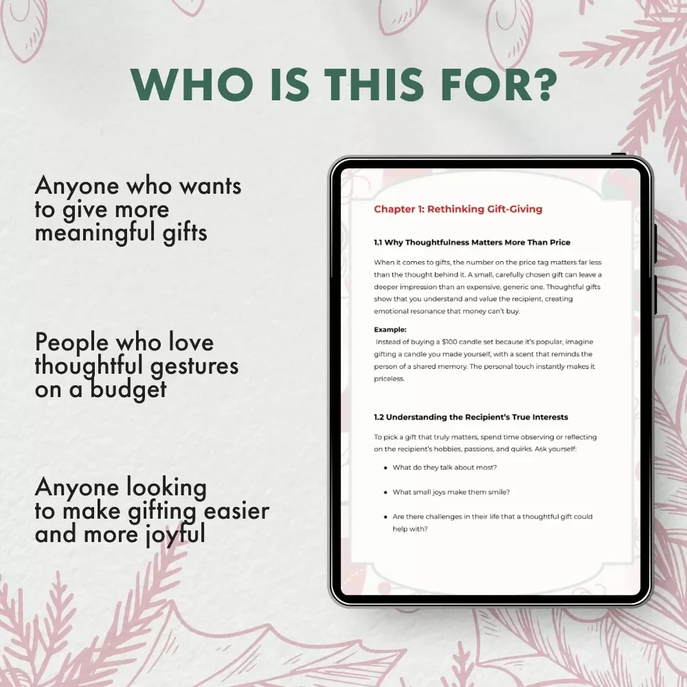 Heartfelt Gifts, Smart Budget: A Guide to Thoughtful Giving | How to Pick a Thoughtful Gift on a Budget | Meaningful Gift Ideas for Every Occasion | Digital Download eBook for Mindful Givers