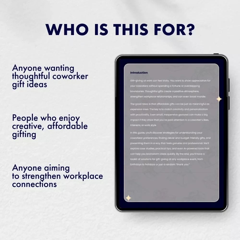 Smart and Thoughtful Gifts for Coworkers | How to Find Affordable Gifts for Coworkers | Printable Digital Guide, eBook & Checklist for Office Gift Ideas
