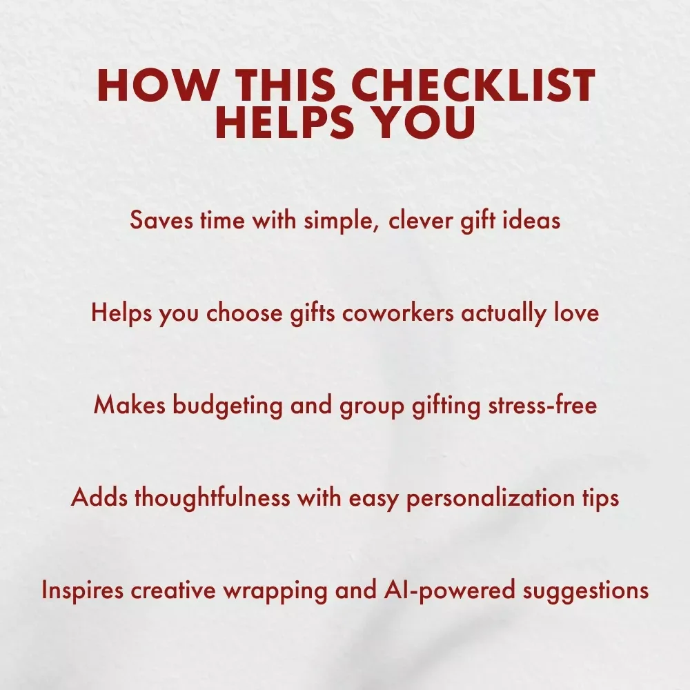 Quick & Clever Ideas for Small Coworker Gifts | Printable Checklist | Digital Download | Easy Guide on How to Find Small Gifts for Coworkers | Office Gift Inspiration