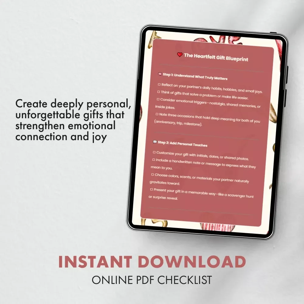 The Heartfelt Gift Blueprint | Meaningful Gift Ideas Checklist for Your Partner | Romantic Digital Download for Couples | Thoughtful & Personalized Gift Planning Guide | Tips for Meaningful Gifts for a Partner