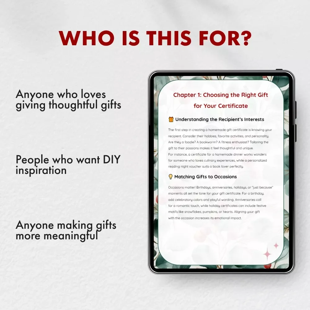 Creative Homemade Gift Certificates That Wow | eBook Guide for DIY Gift Certificate Design | Learn What to Include in a Homemade Gift Certificate | Printable Digital Download for Thoughtful Gifts