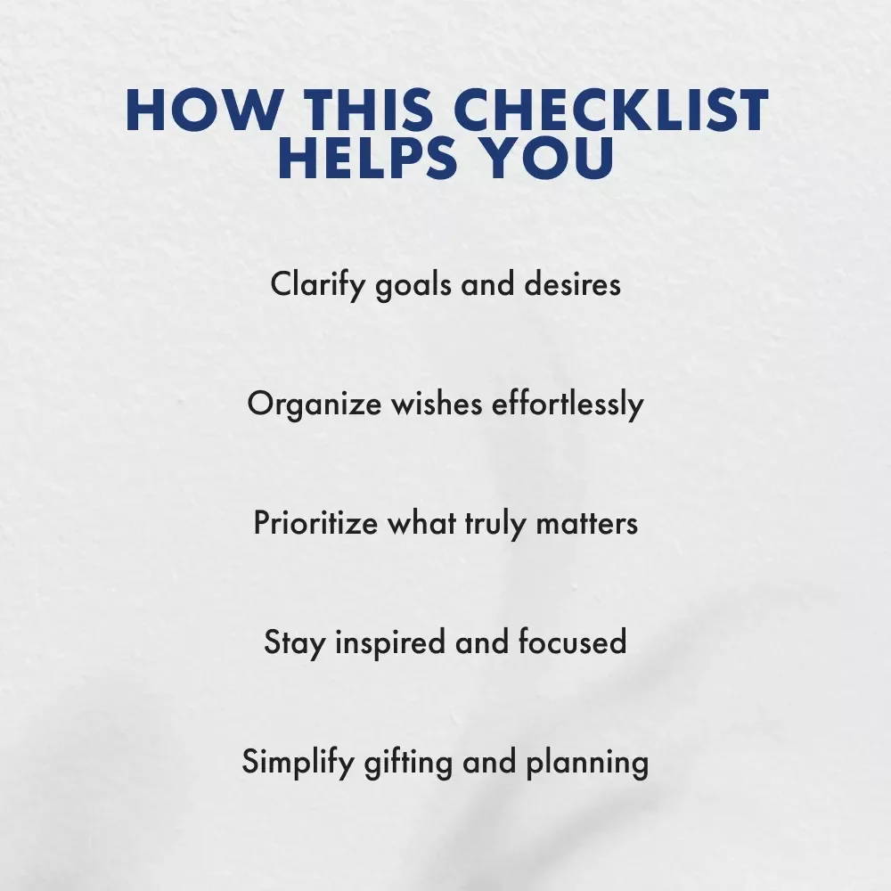 The Ultimate Wish List Creation Checklist: Turn Your Dreams Into Plans ✨ | Printable & Digital Download | How to Create a Wish List That Works for Gifts, Goals & Life’s Luxuries