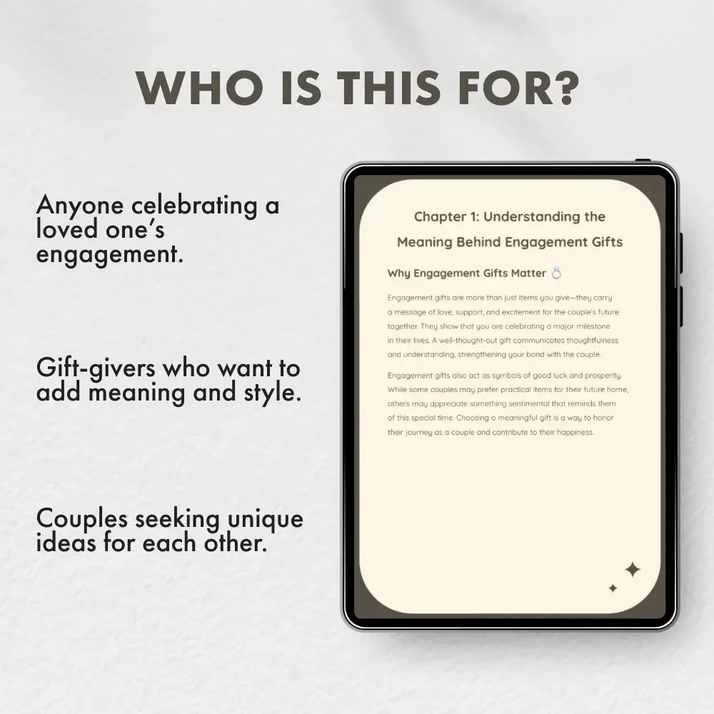 Perfect Engagement Gifts Made Simple | Engagement Gifts Guide | Digital Download eBook for Gift Inspiration & Ideas