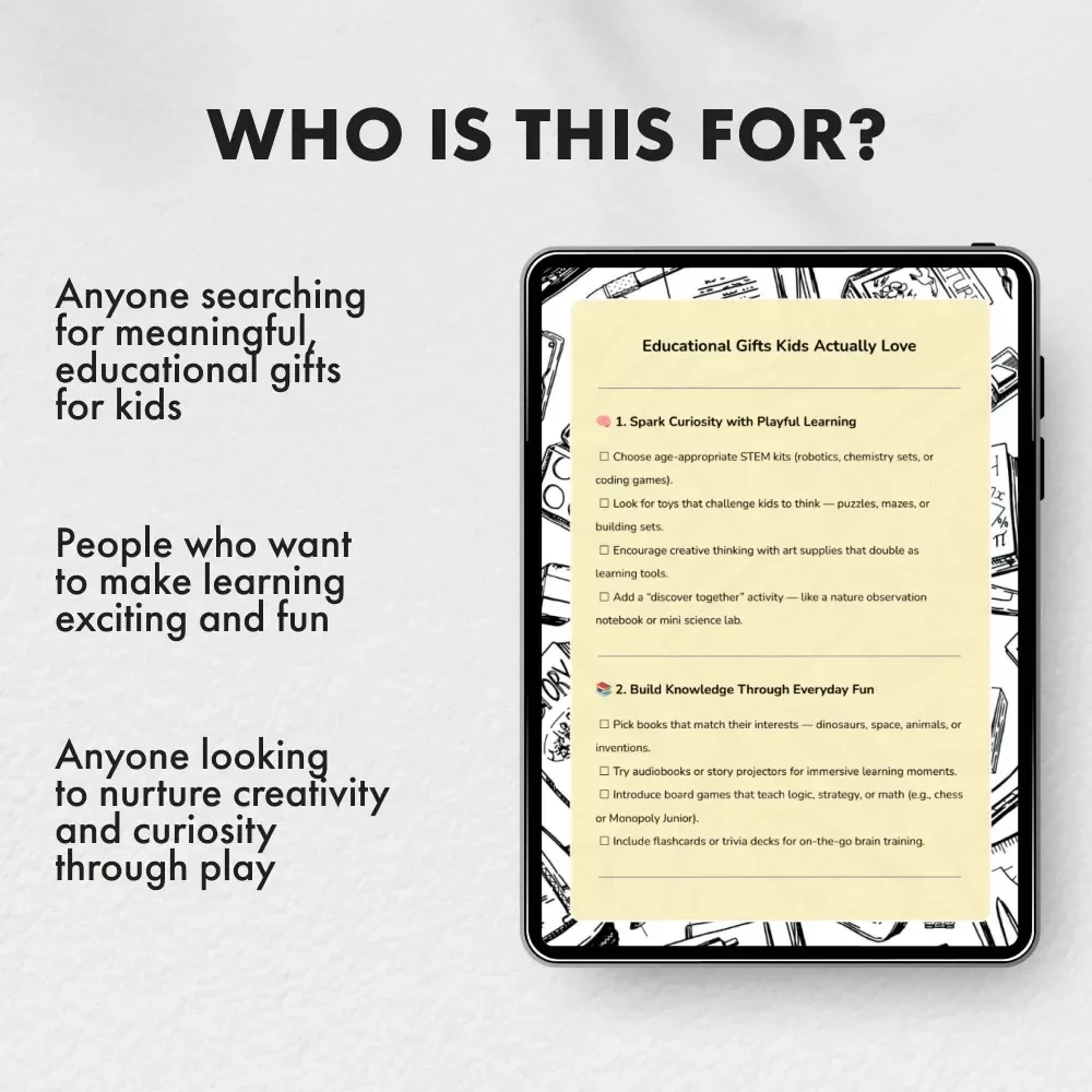Educational Gifts Kids Actually Love | Printable Checklist for Parents | Digital Download | Educational Gifts for Children | Kids Learning Guide | STEM & Creative Play Ideas