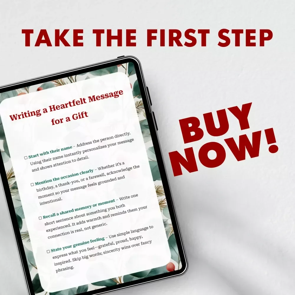 Writing a Heartfelt Message for a Gift – Printable Checklist | How to Write a Heartfelt Message for a Gift | Digital Download for Meaningful Cards & Notes