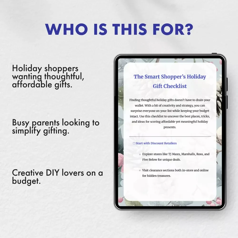 The Smart Shopper’s Holiday Gift Checklist | Digital Download Budget Gift Guide | Printable Checklist for Finding Thoughtful and Budget-Friendly Holiday Gifts | Where to Find Budget-Friendly Holiday Gifts