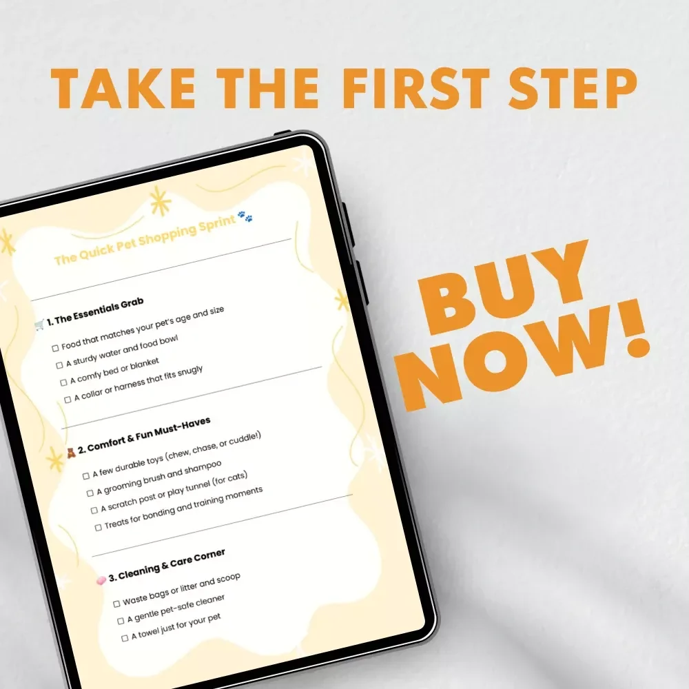 The Quick Pet Shopping Sprint Checklist | Instant Download Guide for New Pet Owners | what to buy a pet quickly | Printable Pet Essentials List for Fast Pet Prep