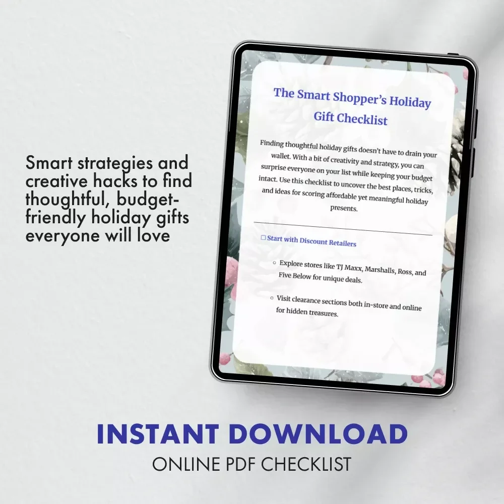 The Smart Shopper’s Holiday Gift Checklist | Digital Download Budget Gift Guide | Printable Checklist for Finding Thoughtful and Budget-Friendly Holiday Gifts | Where to Find Budget-Friendly Holiday Gifts