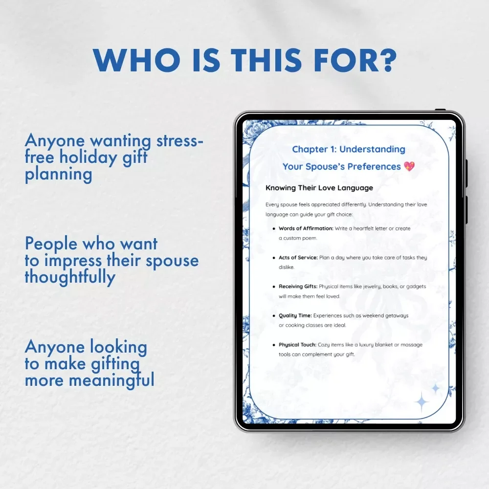 Holiday Gifts for Your Spouse Made Simple | eBook Guide for Couples | Perfect Digital Download for What to Buy for Spouses for Holidays