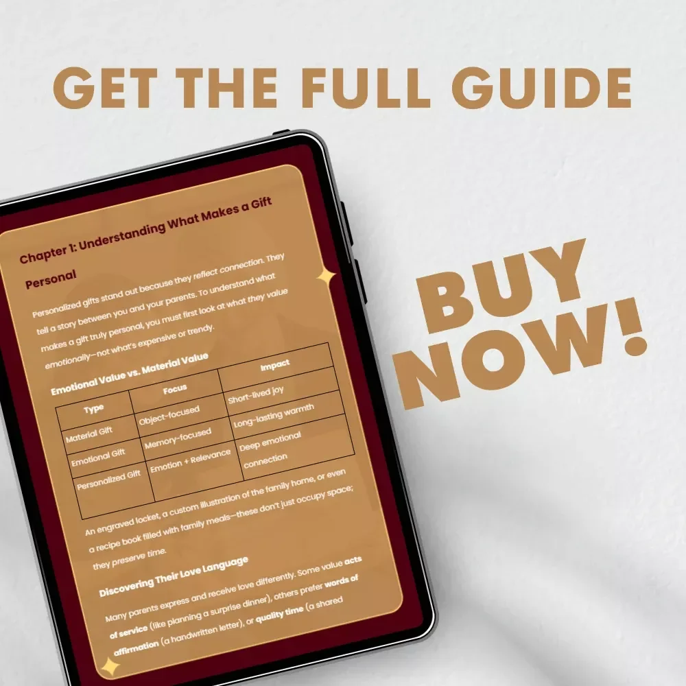 A Heartfelt Guide to Personalized Gifts for Parents | eBook on How to Find Personalized Gifts for Parents | Meaningful Gift Ideas, Emotional Connection & DIY Inspiration