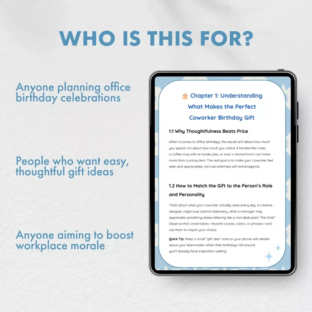Gift Smarts for the Office | Digital Guide with Tips for Gifts for Coworkers for Birthdays | Thoughtful & Creative Office Birthday Gift Ideas