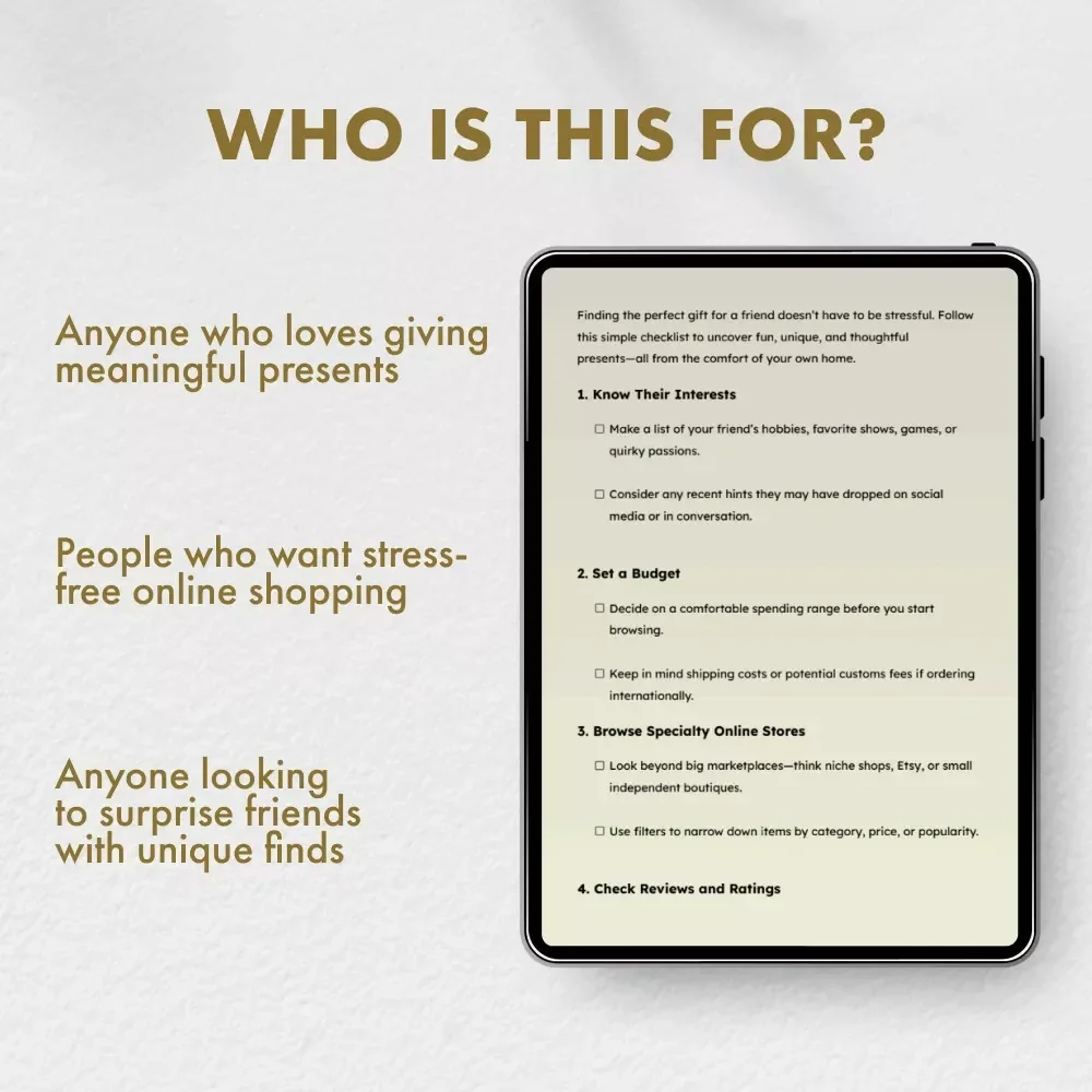 How to Find Fun Gifts for Friends Online – Printable Gift Finder Checklist | Digital Download Guide for Thoughtful and Unique Presents