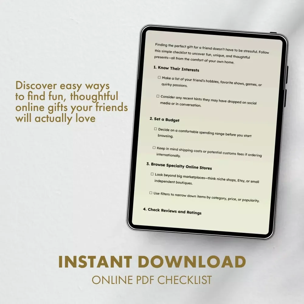 How to Find Fun Gifts for Friends Online – Printable Gift Finder Checklist | Digital Download Guide for Thoughtful and Unique Presents