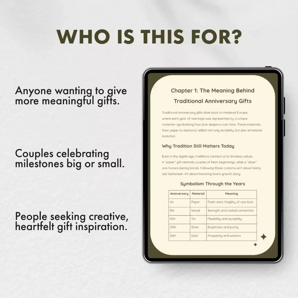 Your Complete Guide to Traditional Anniversary Gifts | Digital eBook | Traditional Wedding Anniversary Gifts Guide for Meaningful Celebrations