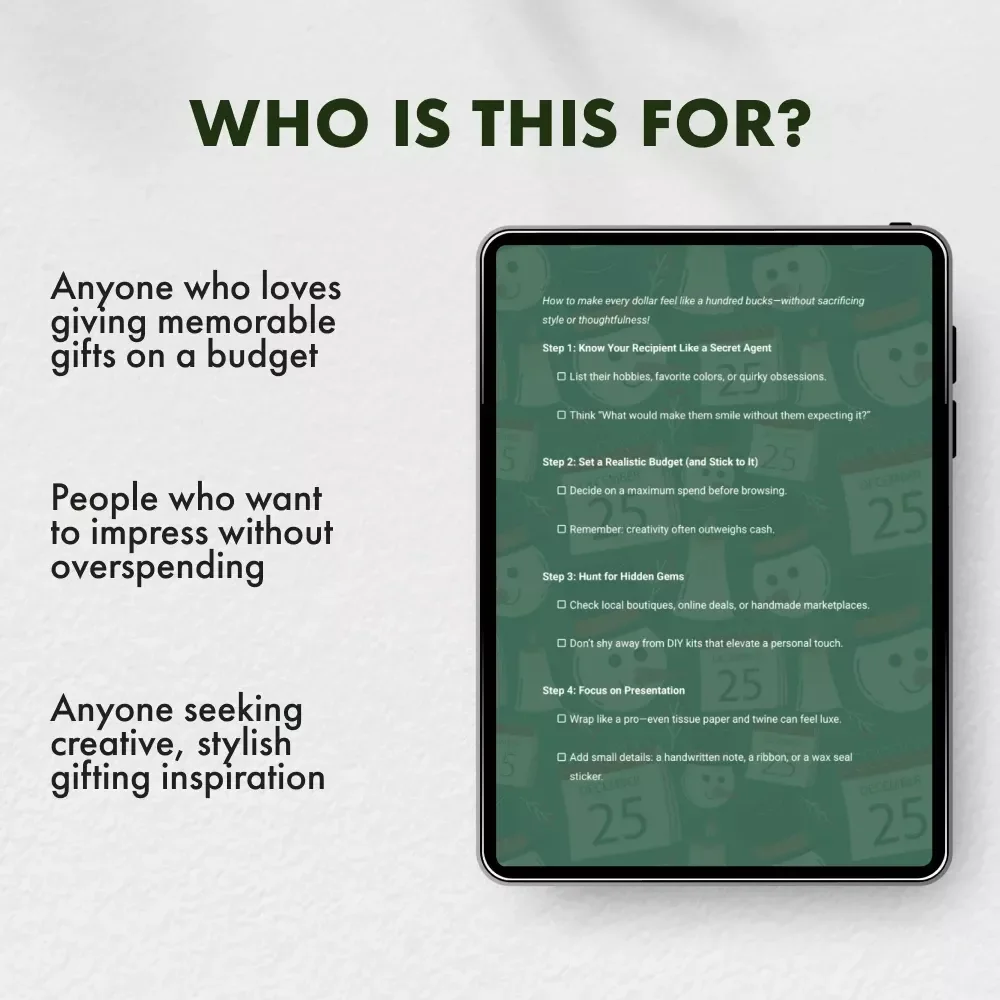 The “Luxury on a Shoestring” Gift Checklist | Budget-Friendly Gift Ideas That Feel Premium | Digital Download eBook for Smart Givers