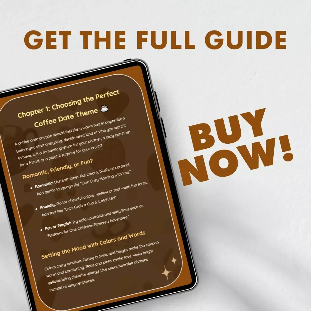 Brewed with Love | Printable Coffee Date Gift Coupon Guide | How to Make a Printable Coffee Date Gift Coupon for Romantic, Friendly, or Fun Moments
