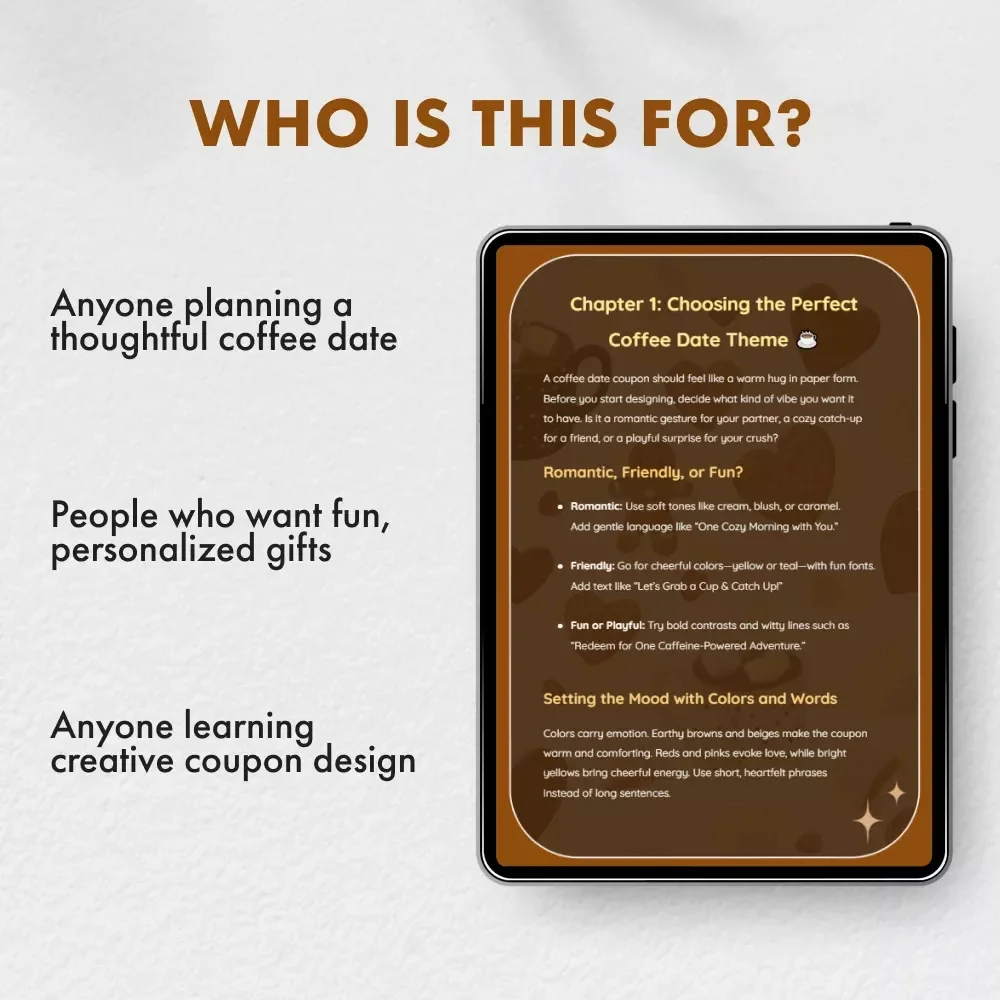 Brewed with Love | Printable Coffee Date Gift Coupon Guide | How to Make a Printable Coffee Date Gift Coupon for Romantic, Friendly, or Fun Moments