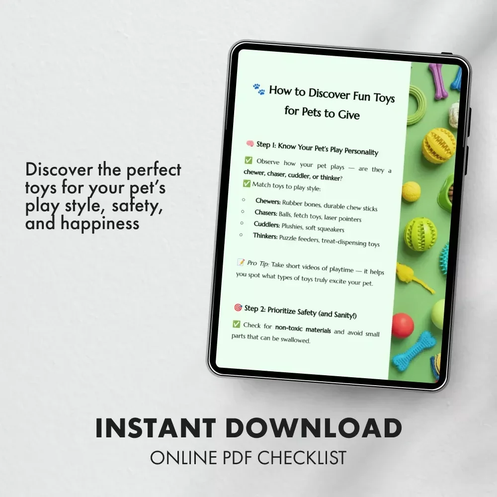 How to Discover Fun Toys for Pets to Give | Printable Pet Toy Finder Checklist | Digital Download Guide for Pet Lovers | Pet Gift Ideas for Cats & Dogs | How to Find Fun Toys for Pets to Give
