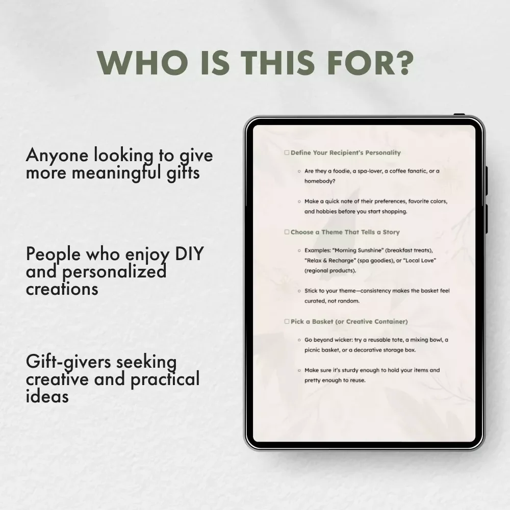 How to Create a Memorable Gesture | Gift Basket Guide | Digital Download | DIY Thoughtful Gift Ideas | Step-by-Step eBook for Meaningful Giving