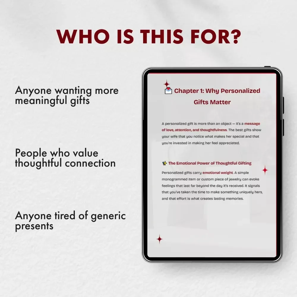 Guide to Gifts From the Heart for Your Wife | eBook for Personalized Gifts for Wife | Romantic Gift Ideas, Thoughtful Gift Inspiration, and AI Customization Tips