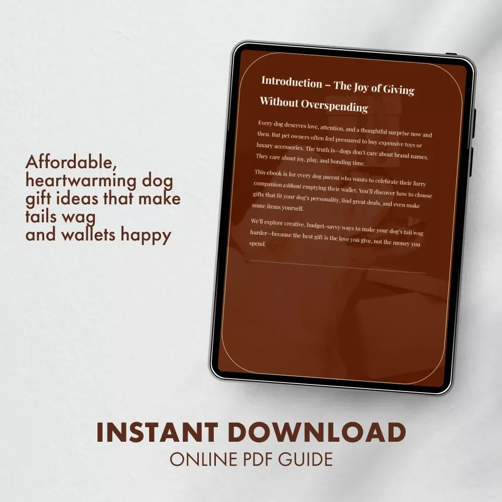 Perfect Gifts for Your Dog on a Budget | Digital eBook Guide on How to Find Gifts for Dogs on a Budget | Affordable Dog Gift Ideas, DIY Projects & Money-Saving Tips for Dog Lovers