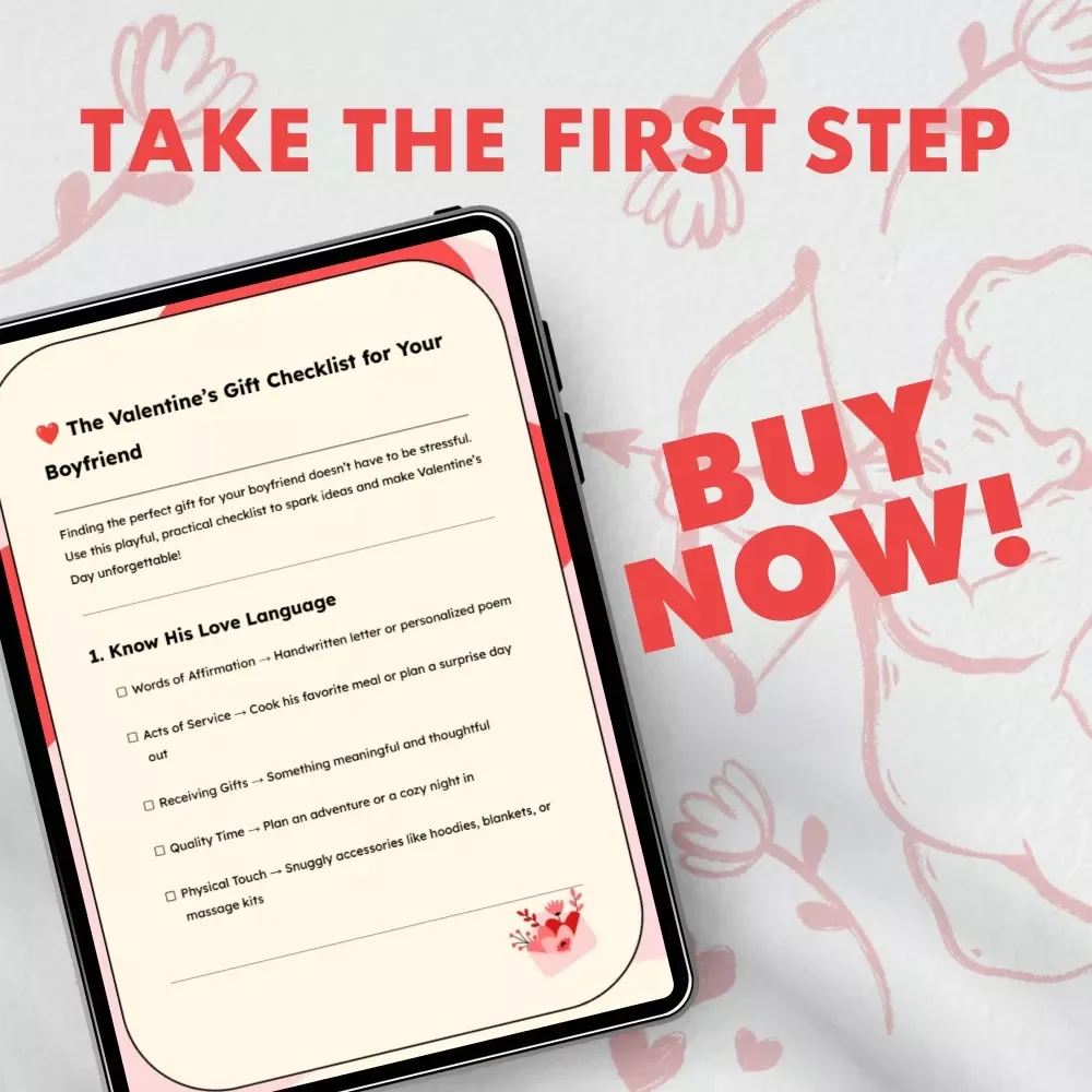 The Valentine’s Gift Checklist for Your Boyfriend | Digital Download | Romantic eBook Guide for the Best Valentine Gift for Boyfriend | Printable Gift Planner & Ideas