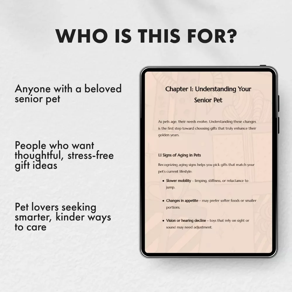 Thoughtful Presents for Your Senior Pet | Digital Guide on What to Get a Senior Pet | Perfect eBook for Pet Lovers & Caregivers of Aging Dogs & Cats | Gift Ideas, Comfort, and Wellness Tips