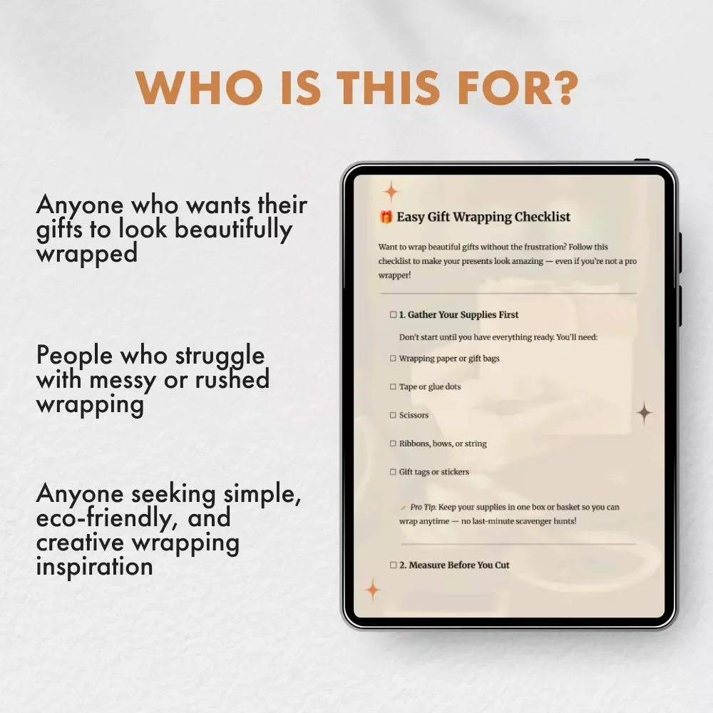 Easy Gift Wrapping Checklist | Printable Gift Wrapping Guide | Holiday Wrapping Tips | DIY Gift Presentation | Instant Digital Download