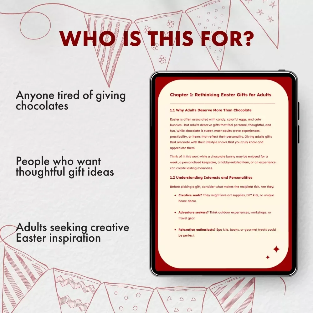 Beyond Chocolate: Creative Easter Gifts for Adults | Digital Gift Guide for Thoughtful Easter Surprises | Unique Ideas for Meaningful Easter Gifts for Adults