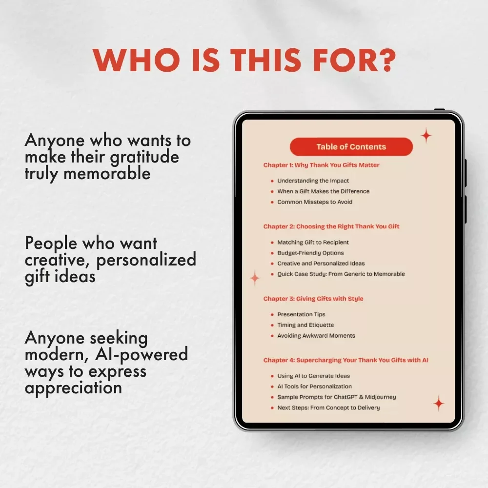 Beyond a Simple Thank You | Digital Download eBook Guide for Thank You Gifts, AI Gift Ideas, Personalized Gifting Etiquette & Creative Thank You Inspiration