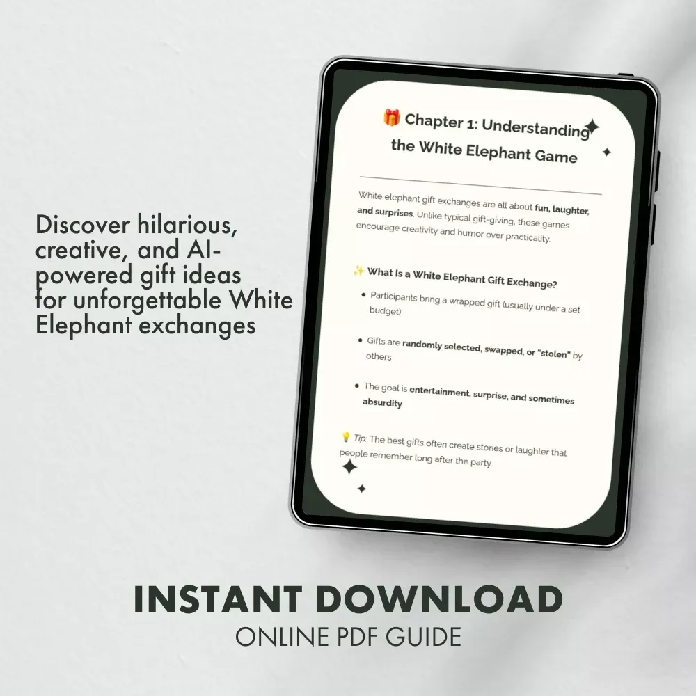 White Elephant Hilarious Gift Ideas | Ultimate Guide for Funny, Unique & Memorable White Elephant Gift Ideas | Digital Download eBook & Checklist for Holiday Parties, Office Games & Family Fun
