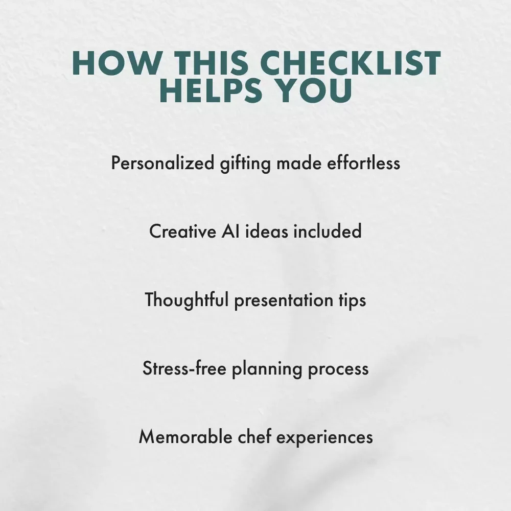 Cooking Gifts That Delight Every Chef | Printable Personalized Cooking Gifts Checklist | Digital Download Gift Guide for Food Lovers