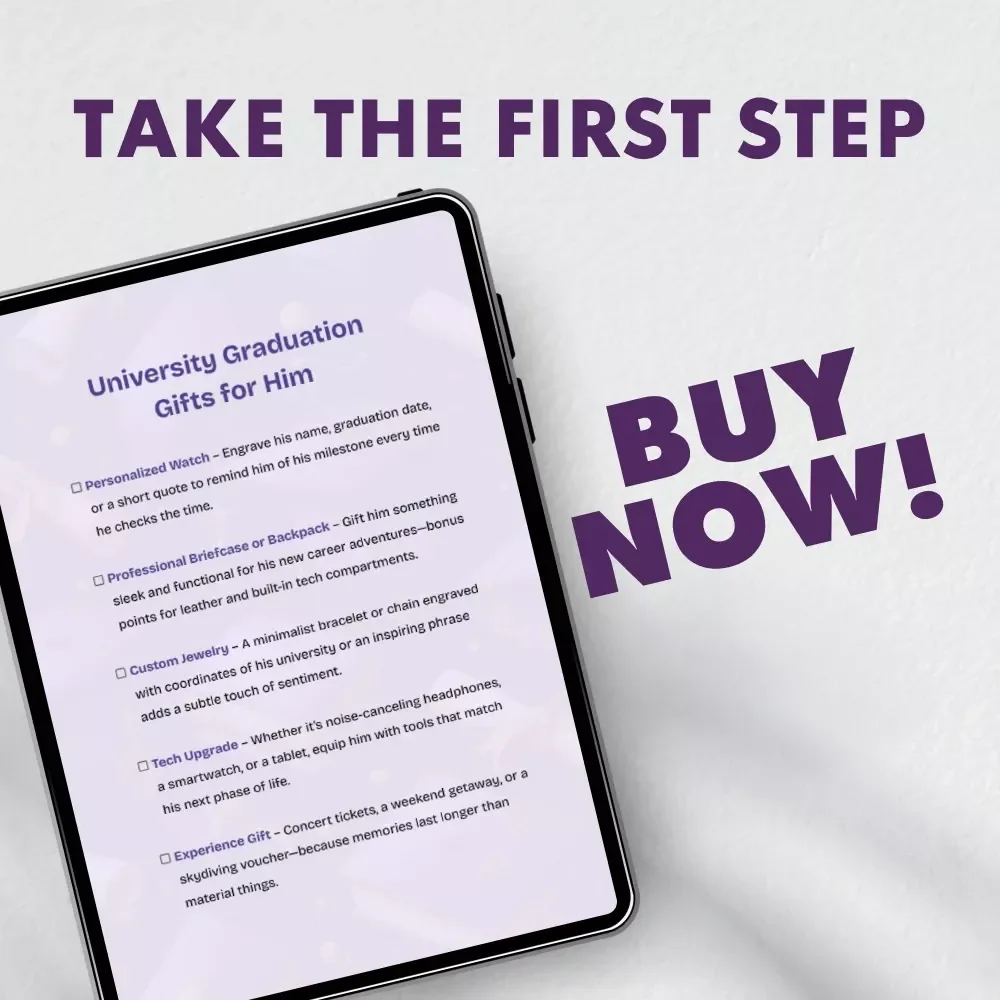 University Graduation Gifts for Him Checklist | Digital Download Graduation Gift Guide for Him | Thoughtful University Graduation Gifts for Him Ideas
