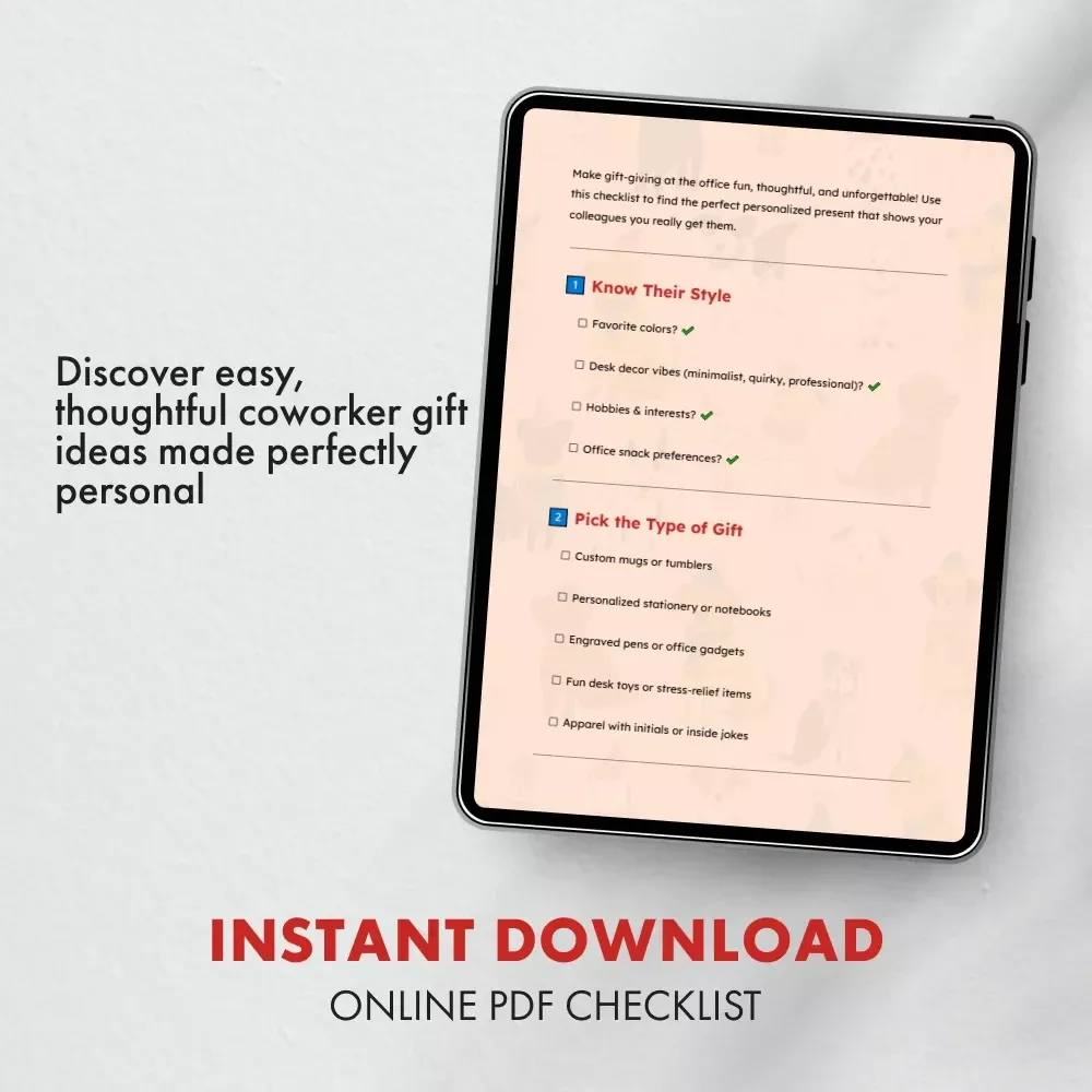 Personalized Gifts Checklist for Coworkers | Printable Digital Download | Office Gift Ideas | Thoughtful & Unique Personalized Gifts for Coworkers Guide