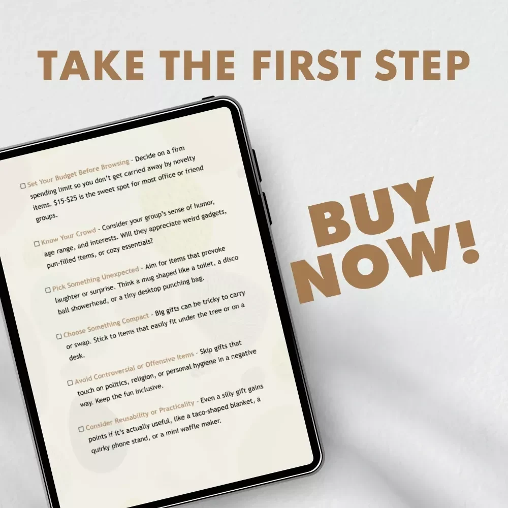 The Quirky White Elephant Gift Checklist | Funny Holiday Gift Ideas | Digital Download of Top White Elephant Gifts Guide