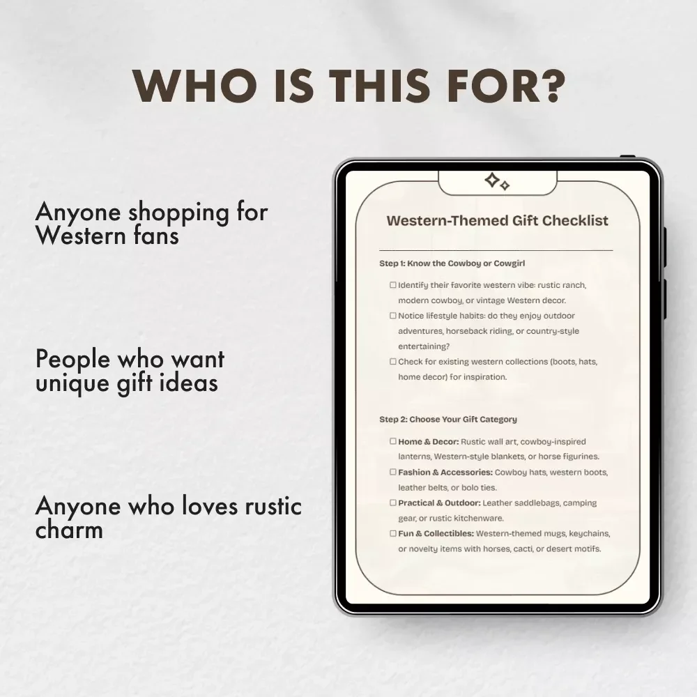 Western-Themed Gift Checklist | Printable Digital Download for Western Themed Gifts | Cowboy & Cowgirl Gift Guide