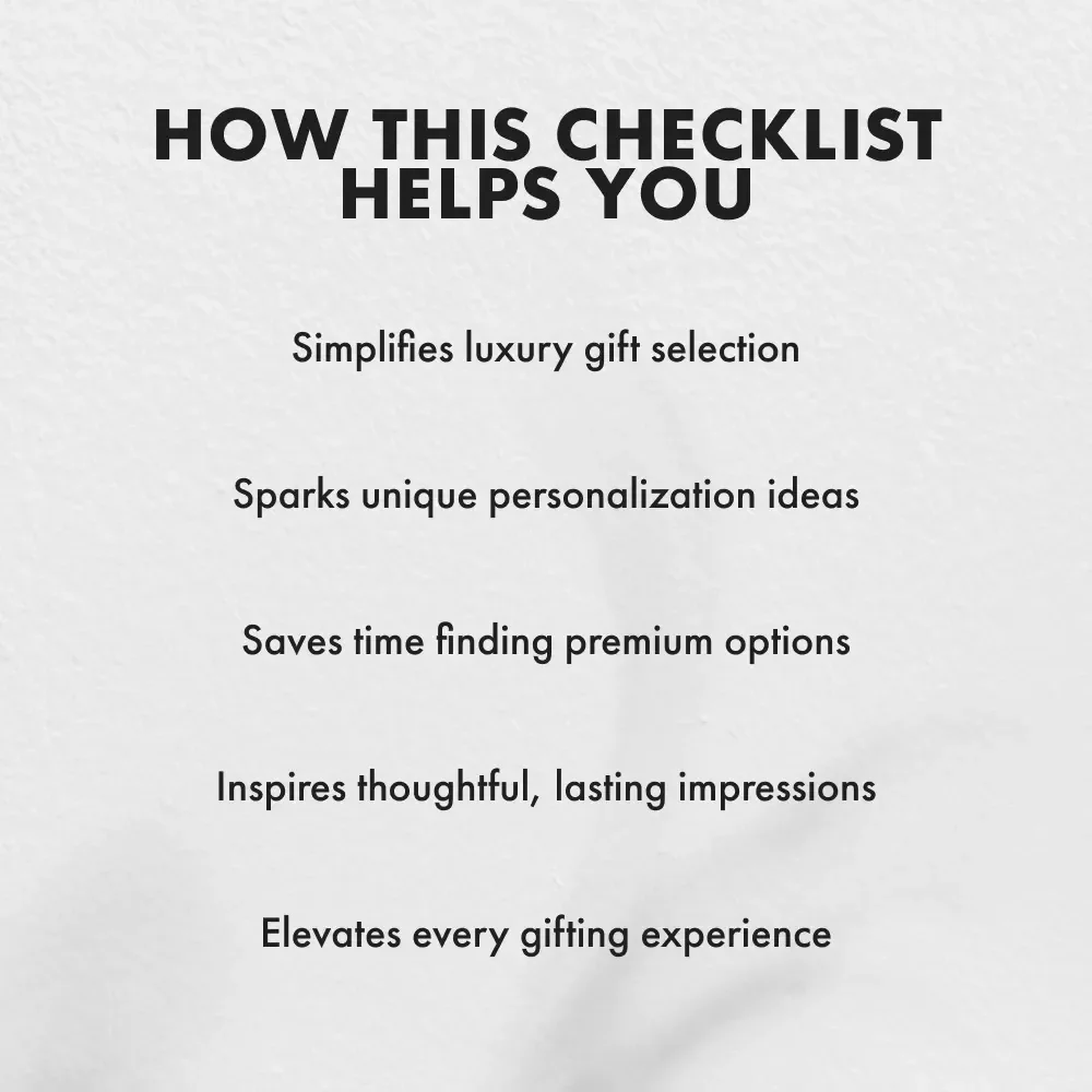 Checklist for Personalized Luxury Gifts | Printable Gift Guide for Sophisticated Shoppers | Digital Download for Choosing Thoughtful & Exclusive Personalized Luxury Gifts