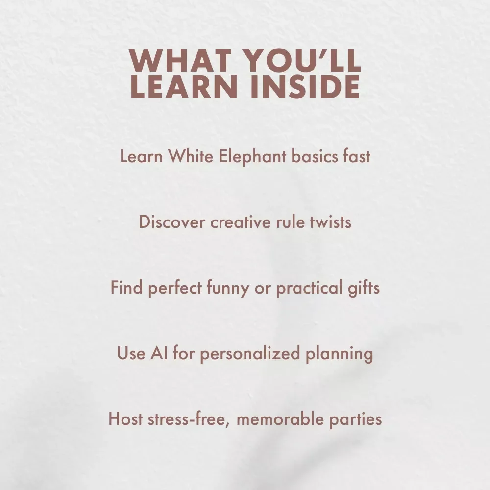 Gift Ideas for White Elephant | Fun Holiday Party eBook | Digital Guide with white elephant gift rules, Creative Exchange Ideas & Budget Tips | Printable PDF Download
