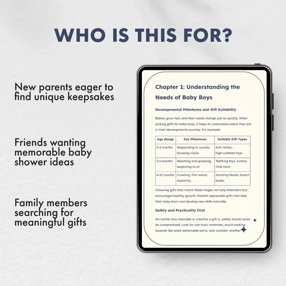 Baby Presents for Boys That Delight and Inspire | Digital eBook Guide for Choosing Meaningful Baby Gifts for Boys | Thoughtful, Safe & Creative Gift Ideas for New Parents