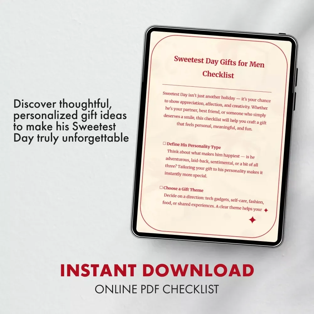 Sweetest Day Gifts for Men Checklist | Digital Download | Romantic & Thoughtful Gift Ideas for Him