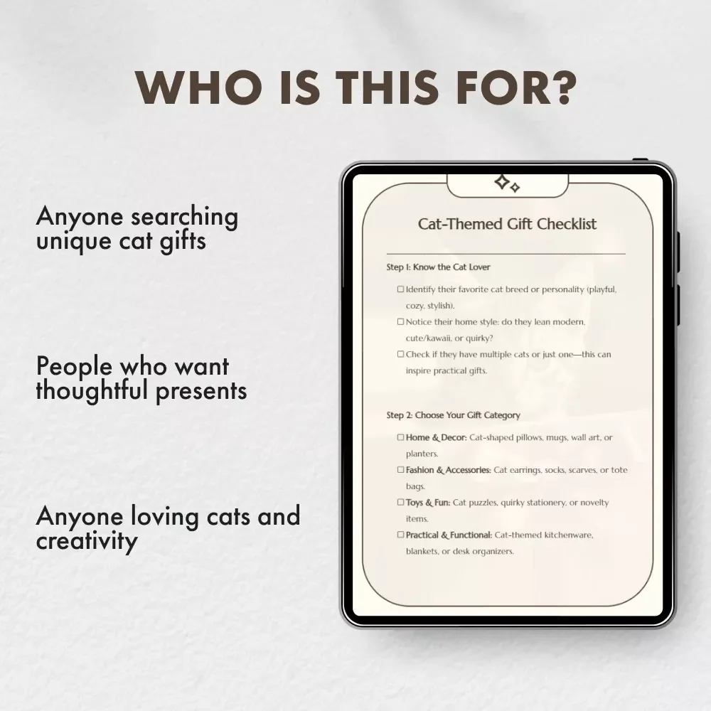 Cat-Themed Gift Checklist | Ultimate Digital Download for Cat Lovers | Cat Themed Gifts Guide for Perfect Presents