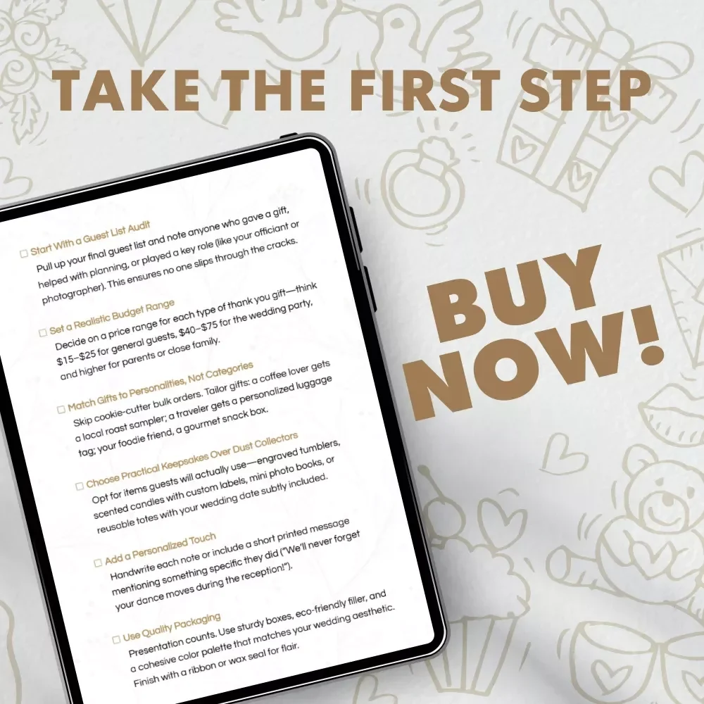 The Wedding Thank You Gift Checklist | Digital Download for Wedding Thank You Gifts | Printable Guide for Couples