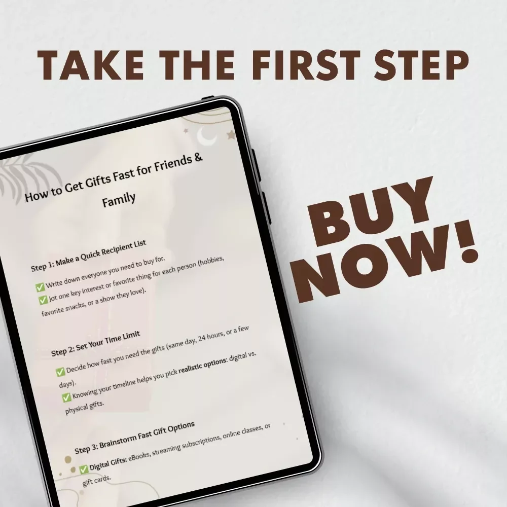 How to Get Gifts Fast for Friends & Family Checklist | Last-Minute Gift Ideas | Instant Download | Holiday & Birthday Gift Planner | Printable Guide on How to Get Gifts Fast for Friends and Family